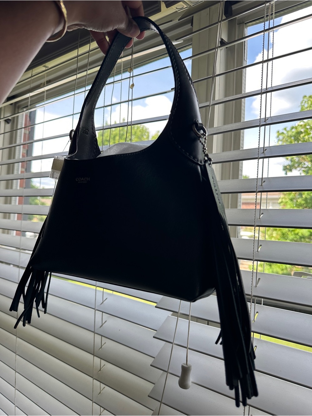 Coach Black Brooklyn 23 Shoulder Bag with Fringe Tassels Brand New w/Tags - Picture 4 of 16